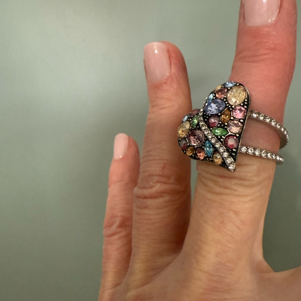 Silver Cluster Gemstone Ring size 9